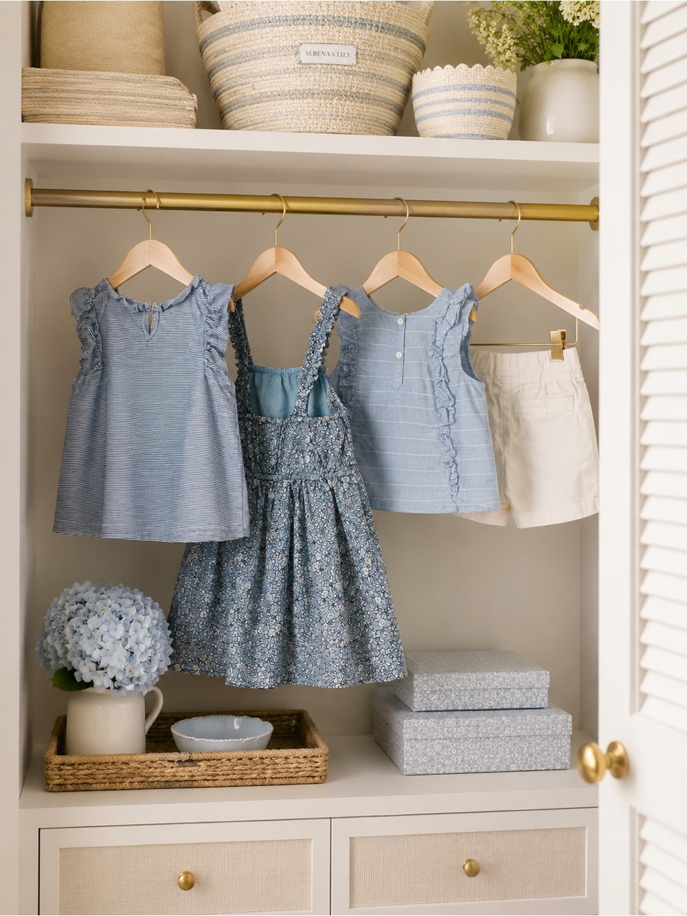 Little English Blue Floral & Chambray 3-Piece Girls' Set